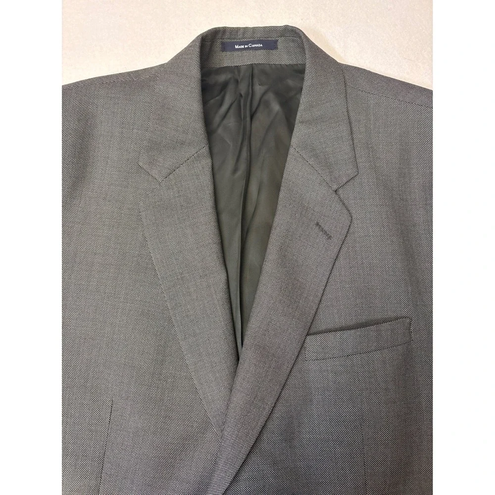 Chaps by Ralph Lauren Mens Grey Micro Pattern 2 Button Blazer Sport Coat 46R